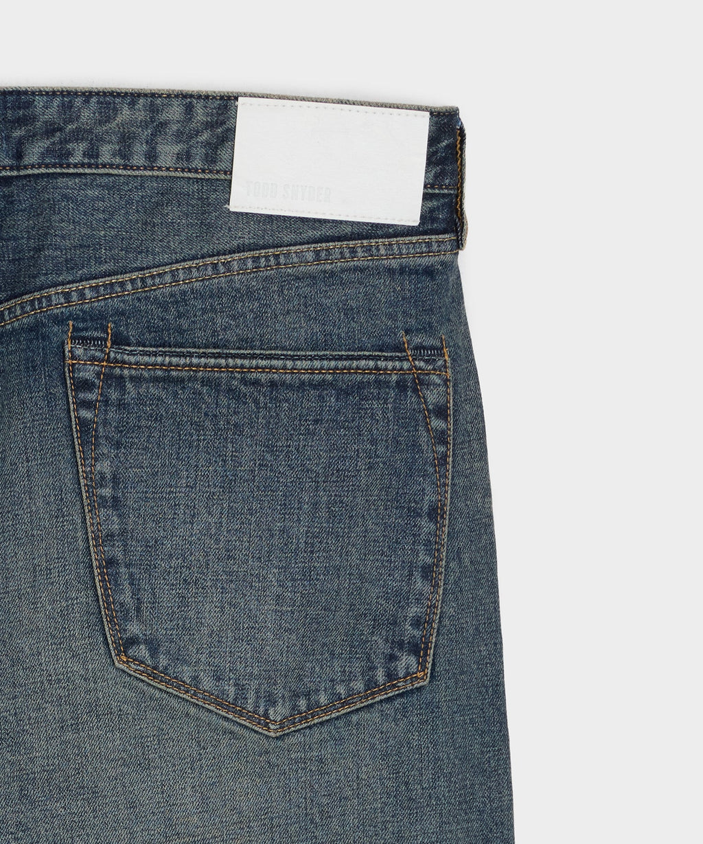 Straight Japanese Selvedge Stretch Jean in Worn Wash