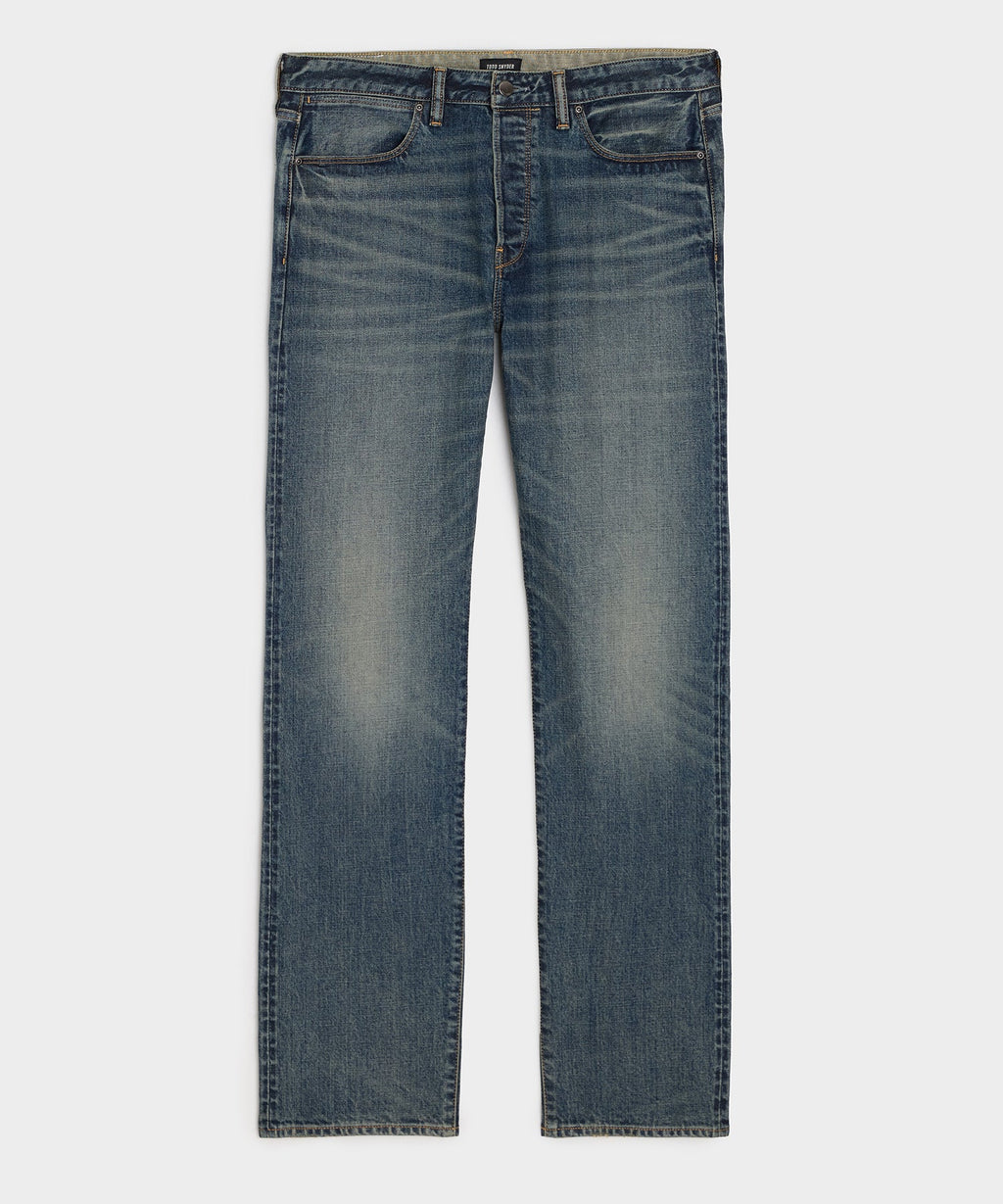 Straight Japanese Selvedge Stretch Jean in Worn Wash