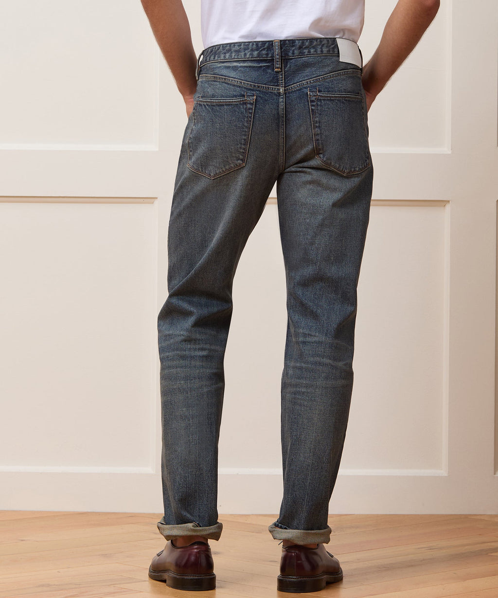 Straight Japanese Selvedge Stretch Jean in Worn Wash