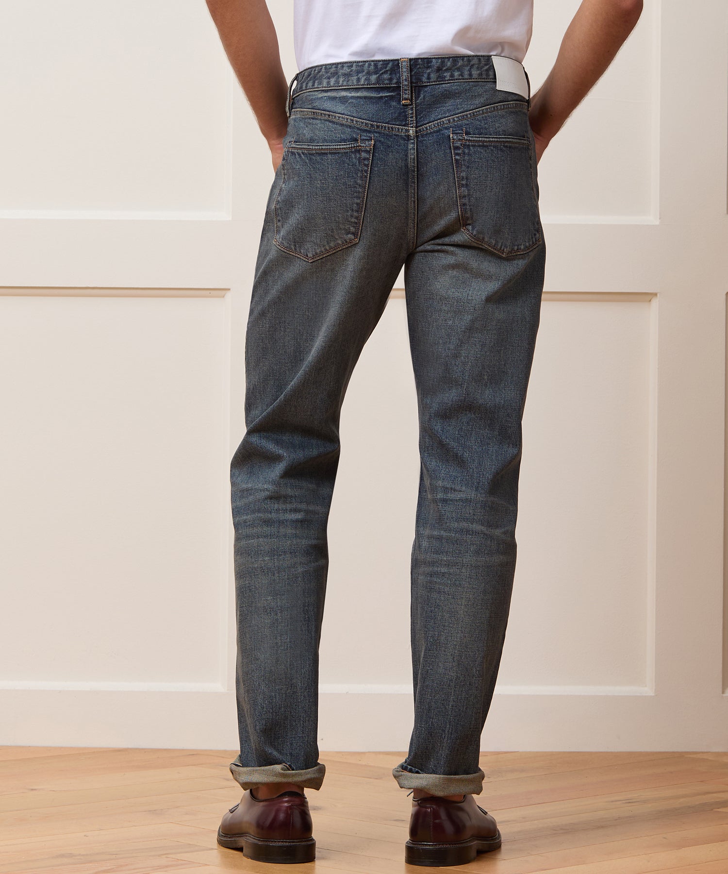 Straight Japanese Selvedge Stretch Jean in Worn Wash