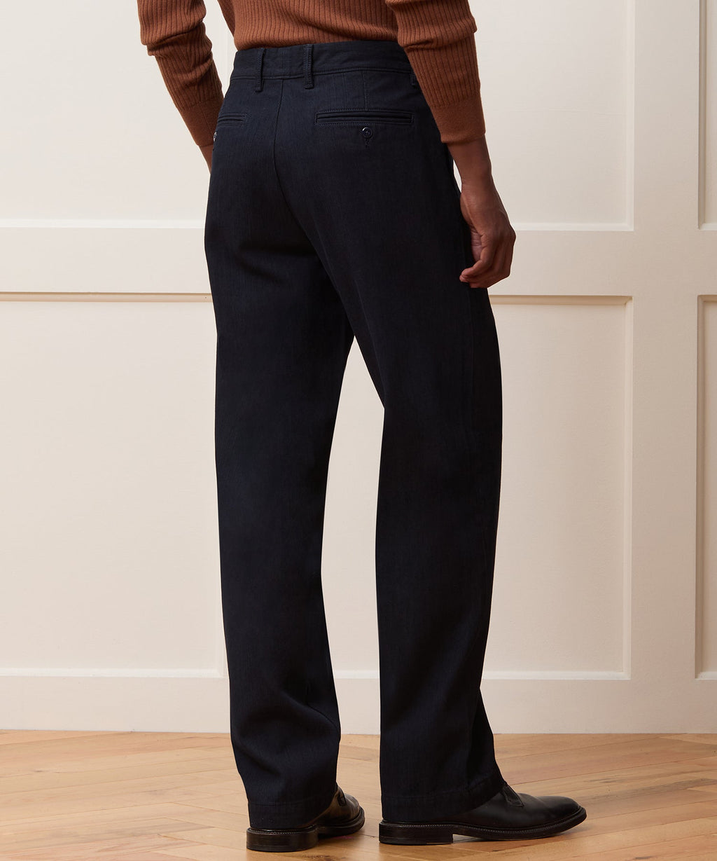 Relaxed Striped Denim Chino in Overdyeed Indigo