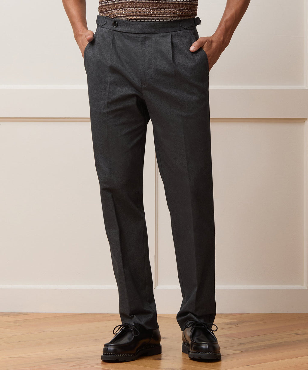 Italian Heathered Cotton Side Tab Trouser