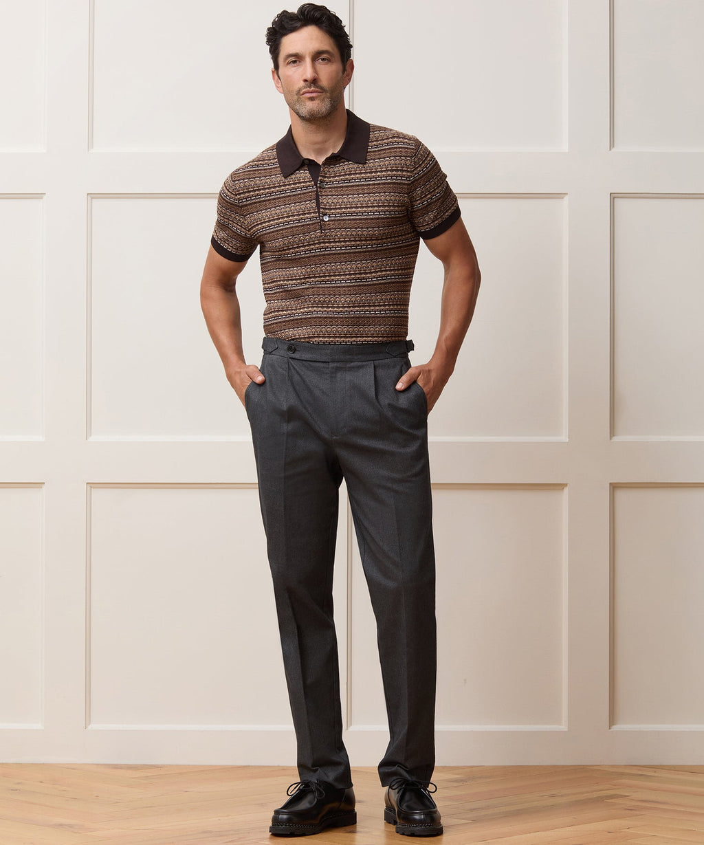 Italian Heathered Cotton Side Tab Trouser