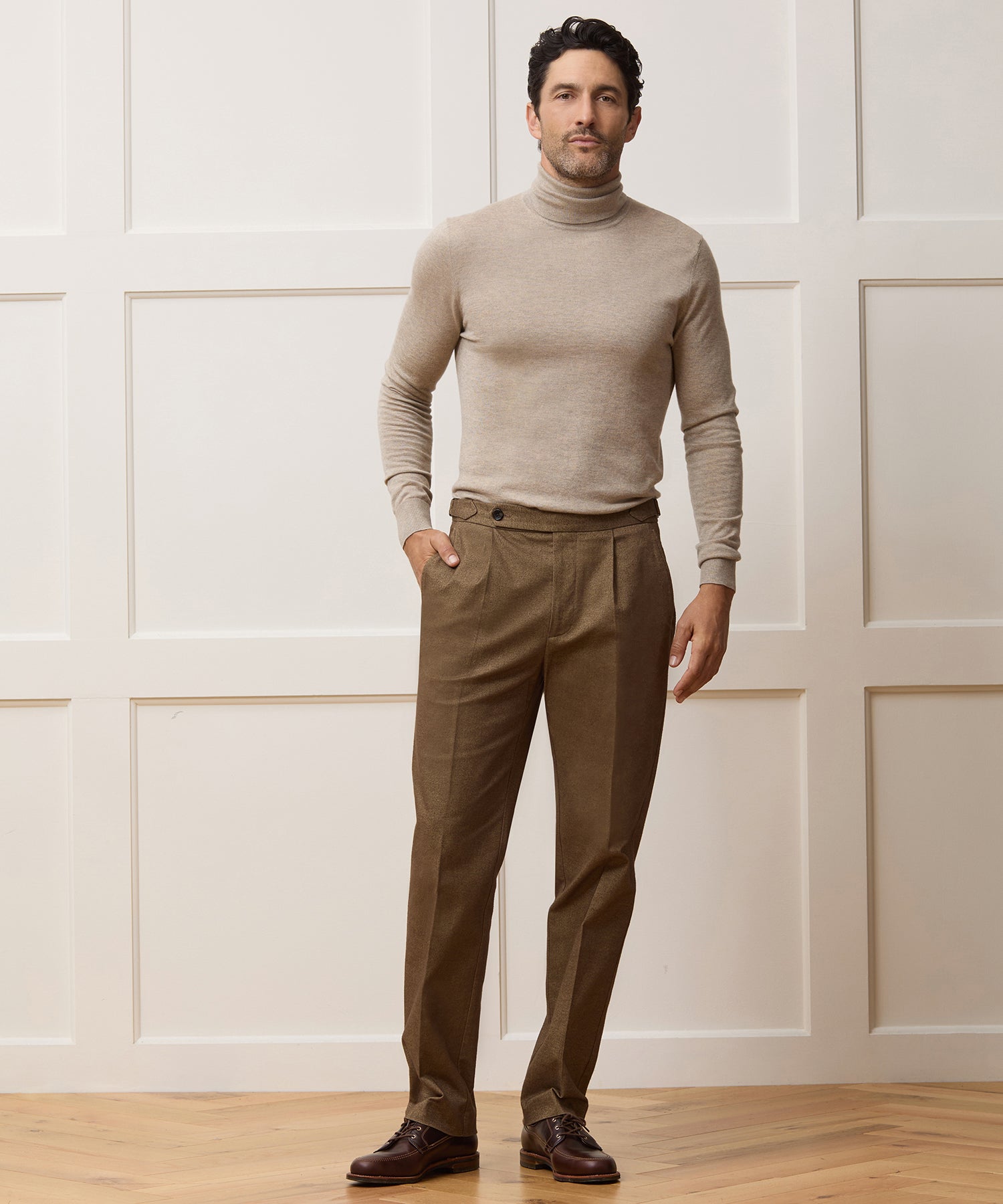 Italian Heathered Cotton Side Tab Trouser