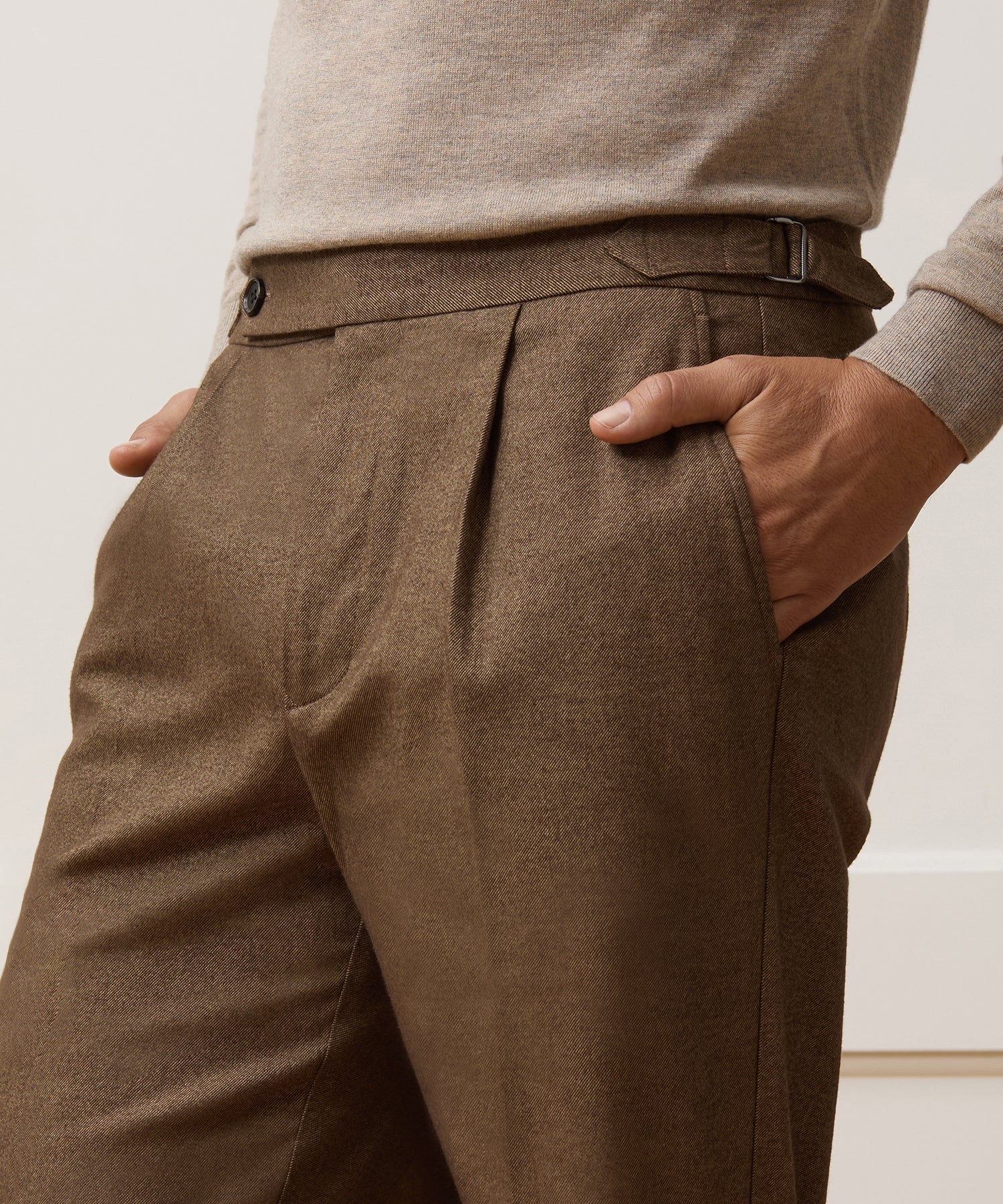 Italian Heathered Cotton Side Tab Trouser