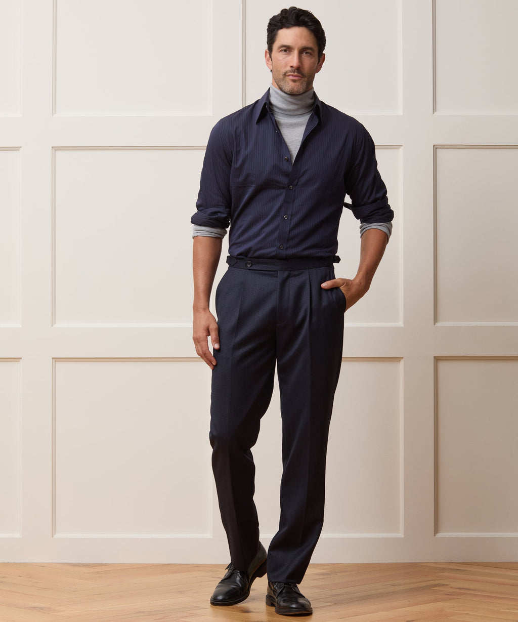 Lightweight Flannel Long Point Collar Dress Shirt