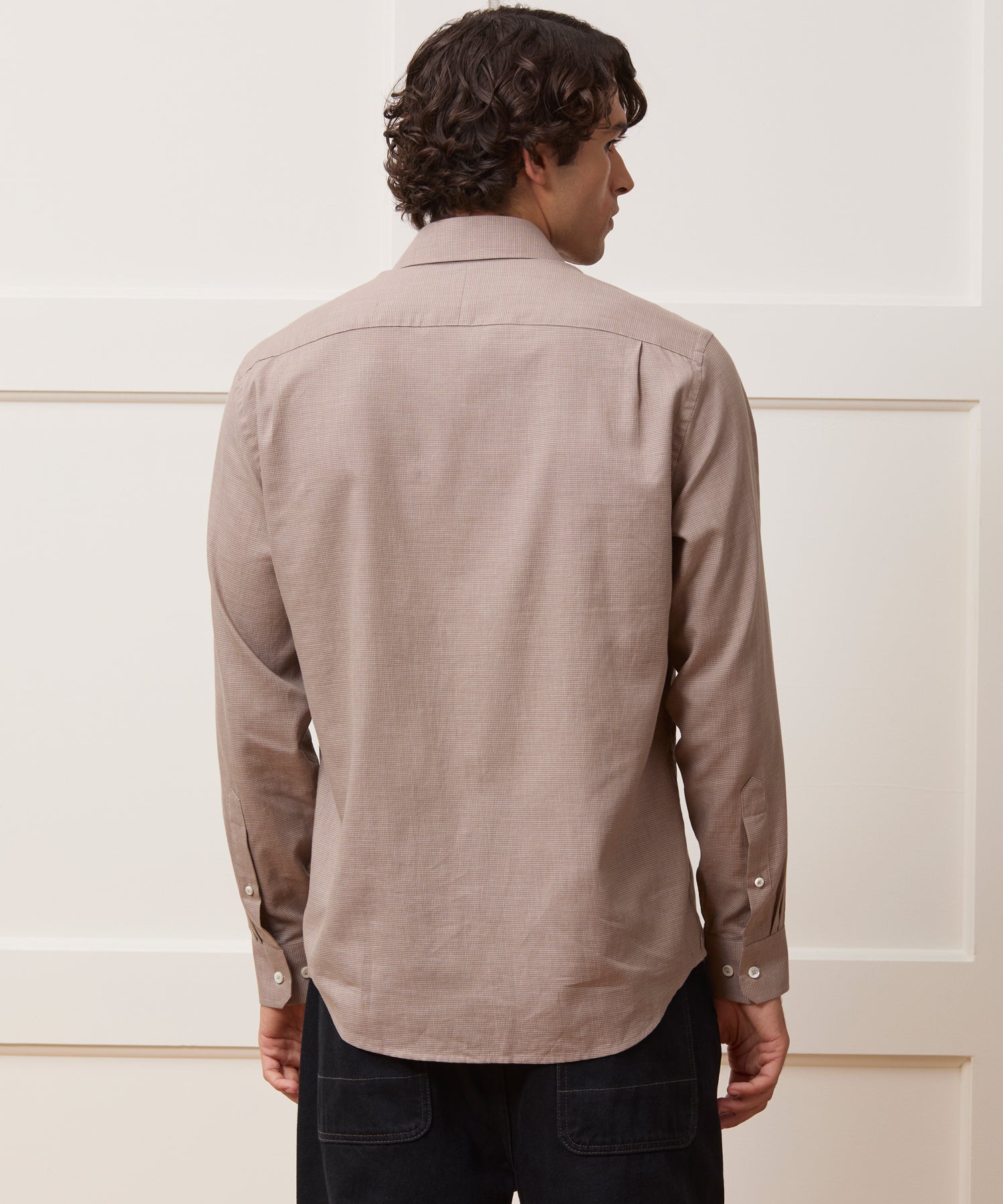 Lightweight Flannel Long Point Collar Dress Shirt