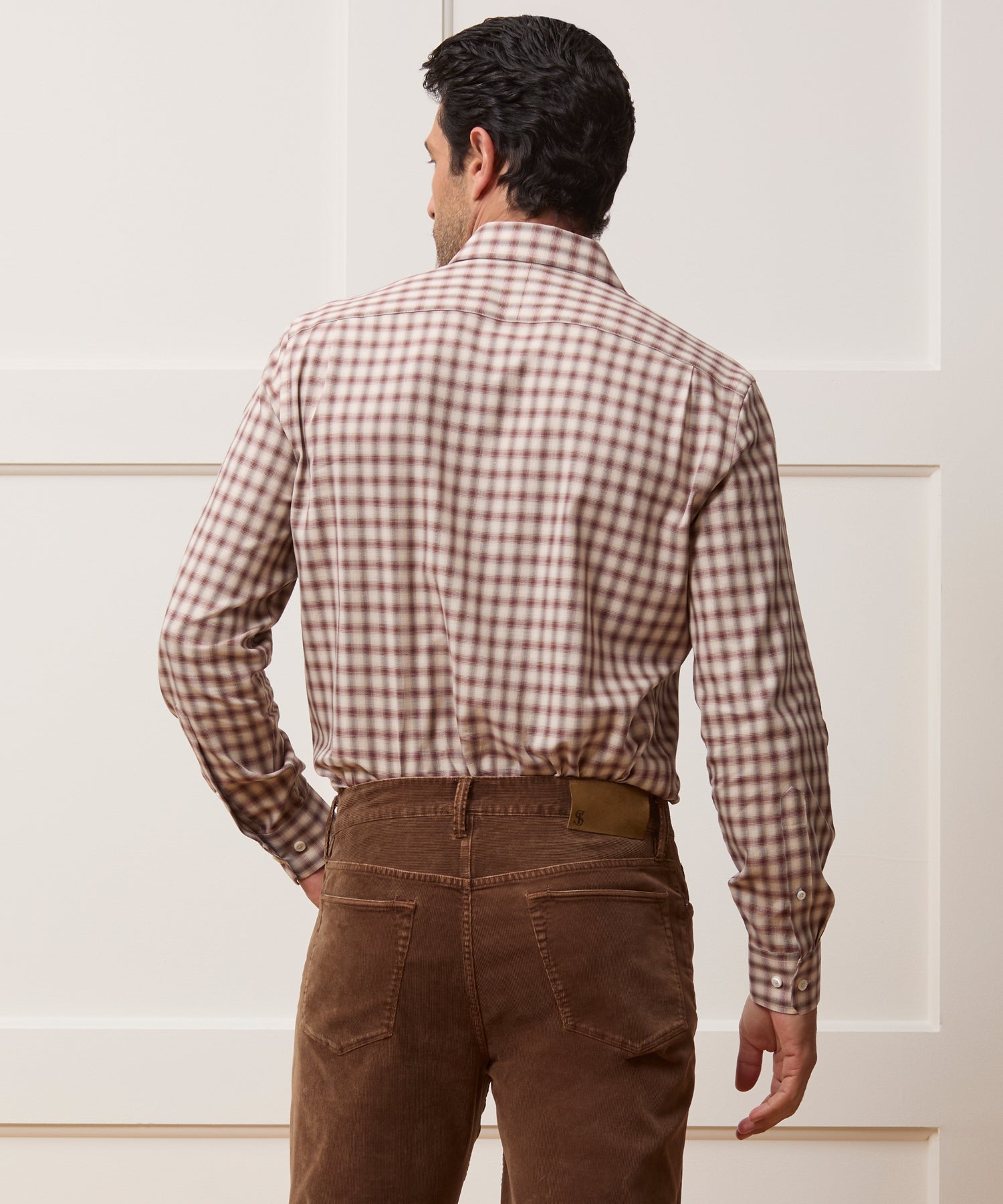 Lightweight Flannel Long Point Collar Dress Shirt
