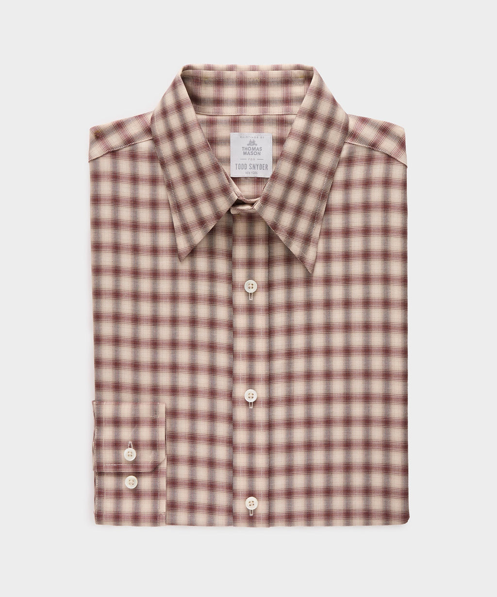 Lightweight Flannel Long Point Collar Dress Shirt