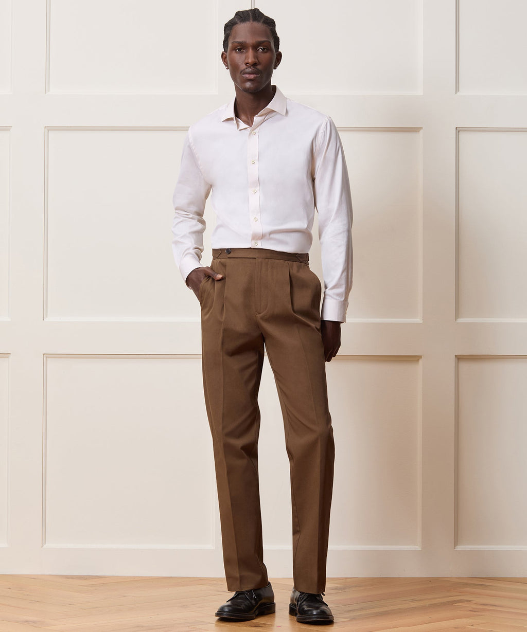 Slim Cotton-Silk Spread Collar Dress Shirt