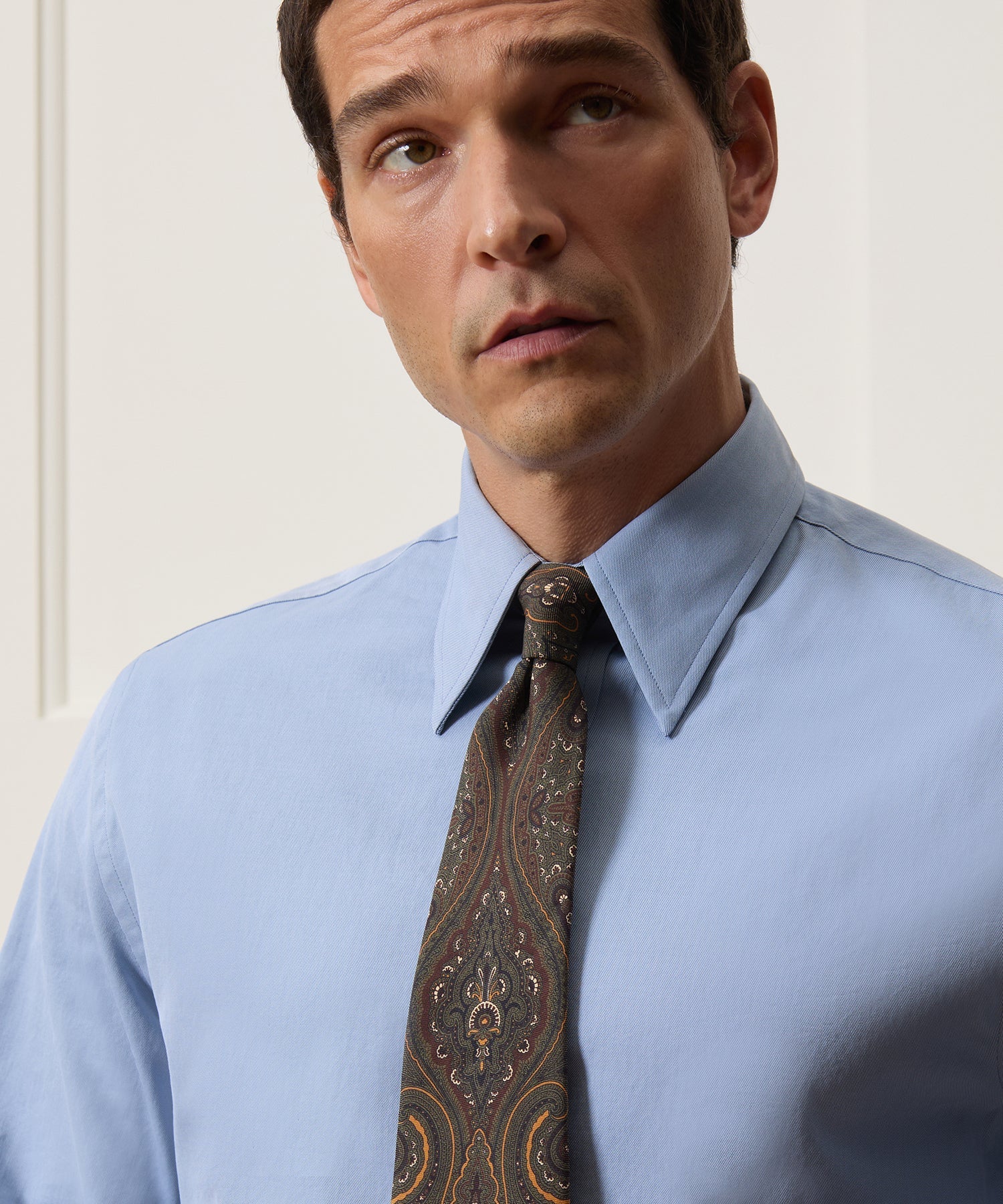 Slim Twill Long Collar Dress Shirt