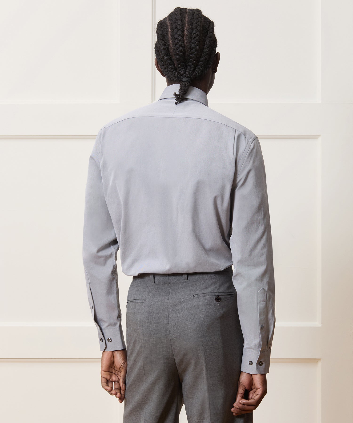 Slim Twill Long Collar Dress Shirt