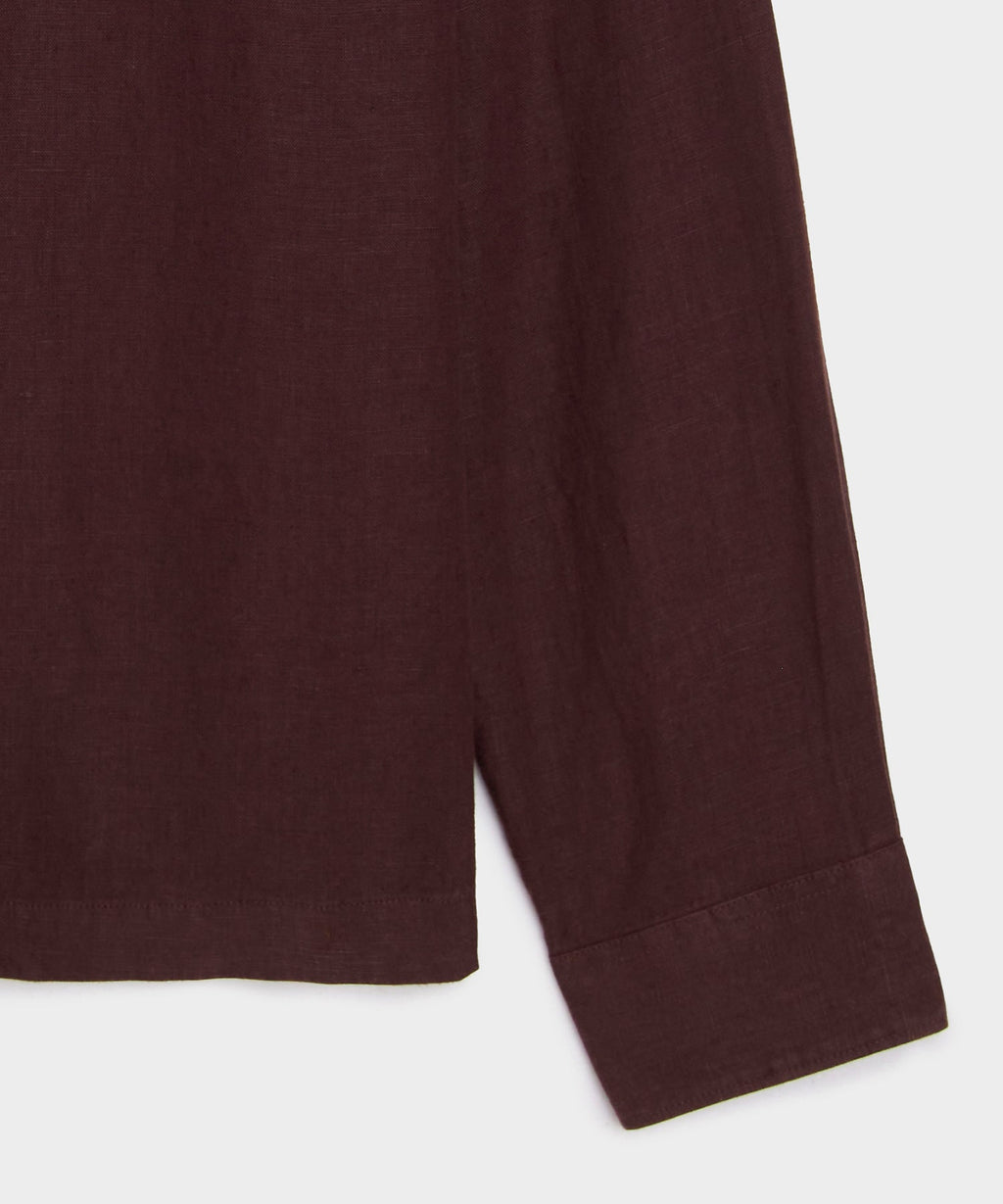 Cropped Sea Soft Irish Linen Camp Collar Shirt