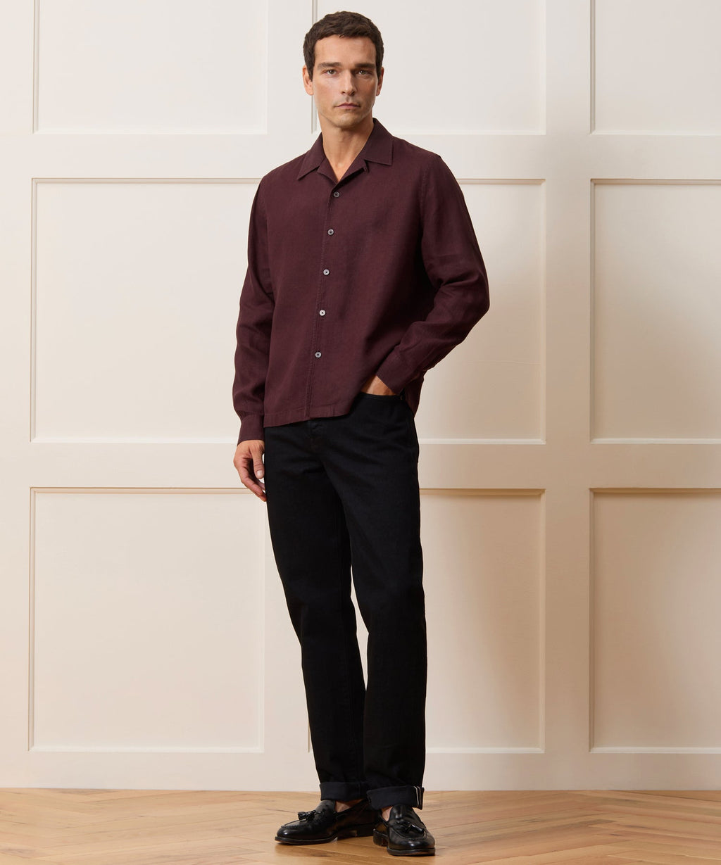 Cropped Sea Soft Irish Linen Camp Collar Shirt
