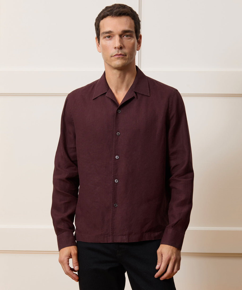 Cropped Sea Soft Irish Linen Camp Collar Shirt