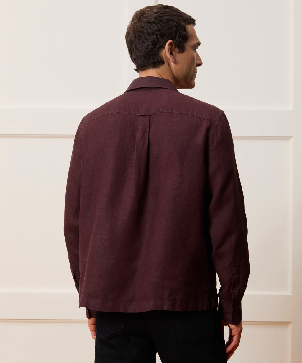 Cropped Sea Soft Irish Linen Camp Collar Shirt