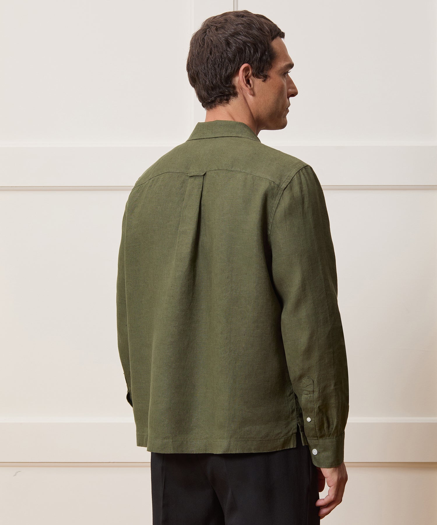 Cropped Sea Soft Irish Linen Camp Collar Shirt