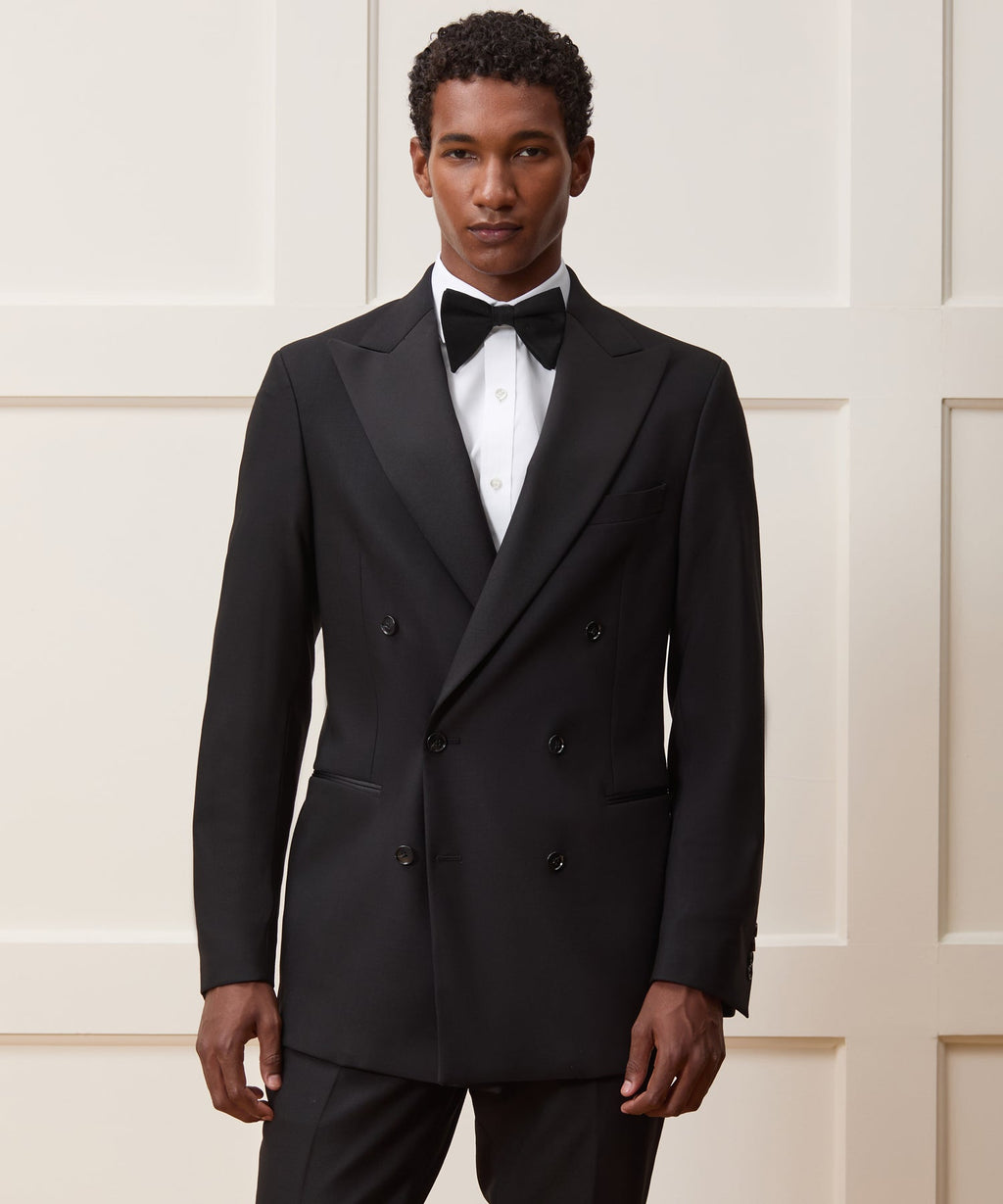 Italian Wool Double-Breasted Tuxedo Jacket