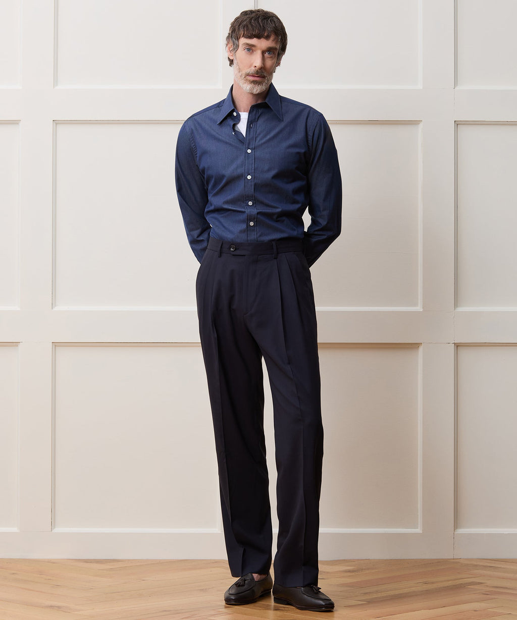 Hamilton + Todd Snyder Chambray Long Point Collar Dress Shirt