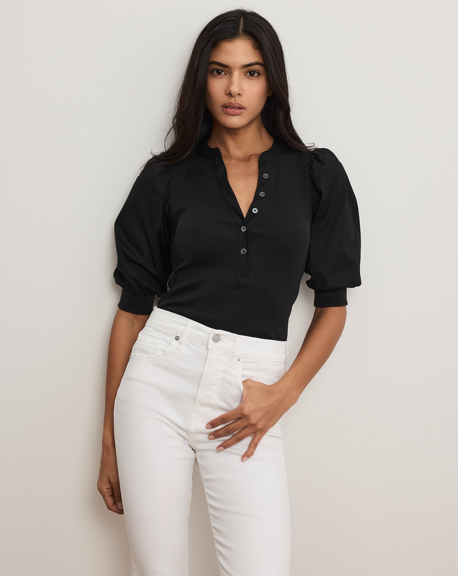 Coralee Puff-Sleeve Top