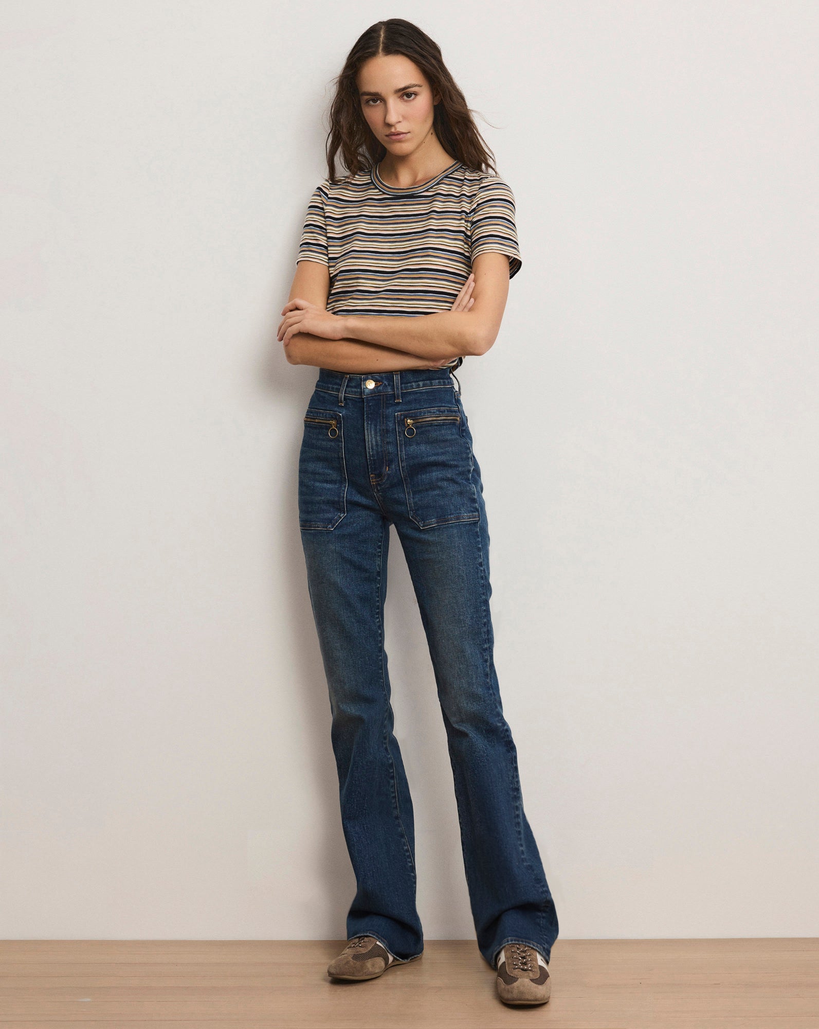 Beverly Patch-Pocket Skinny-Flare Jean