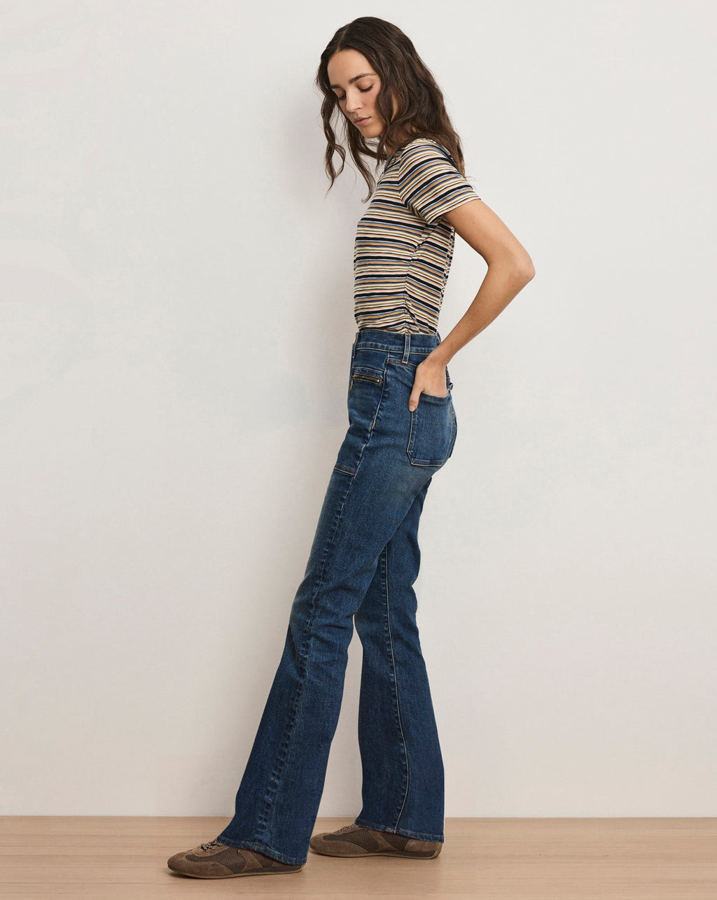 Beverly Patch-Pocket Skinny-Flare Jean
