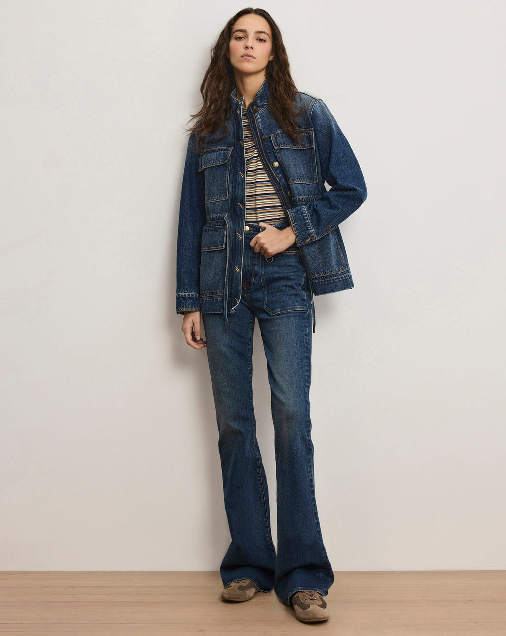 Beverly Patch-Pocket Skinny-Flare Jean