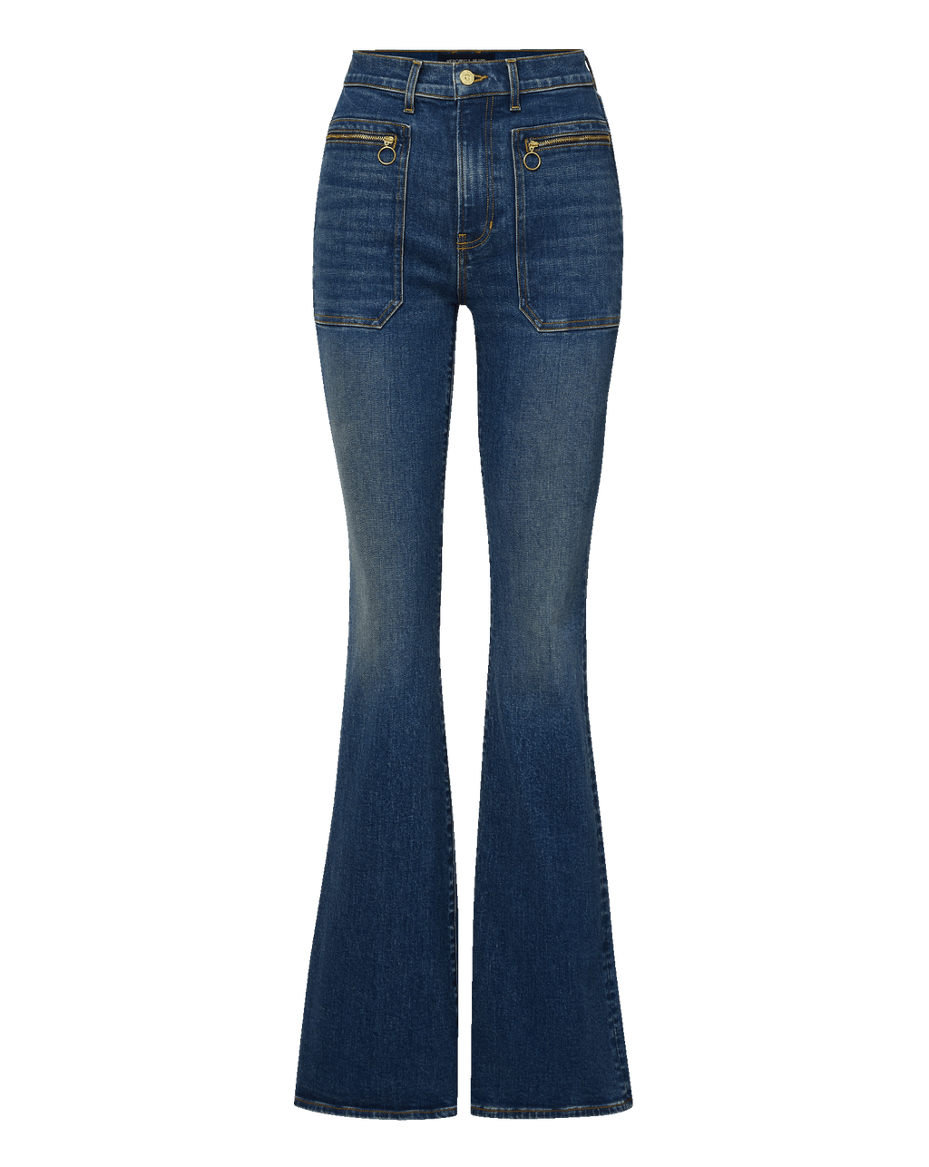 Beverly Patch-Pocket Skinny-Flare Jean
