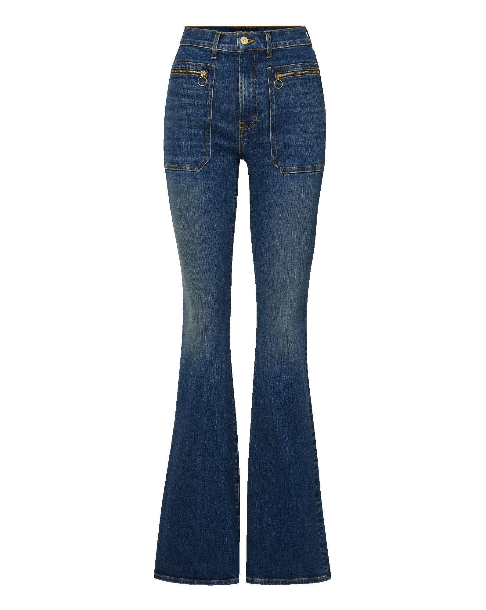 Beverly Patch-Pocket Skinny-Flare Jean