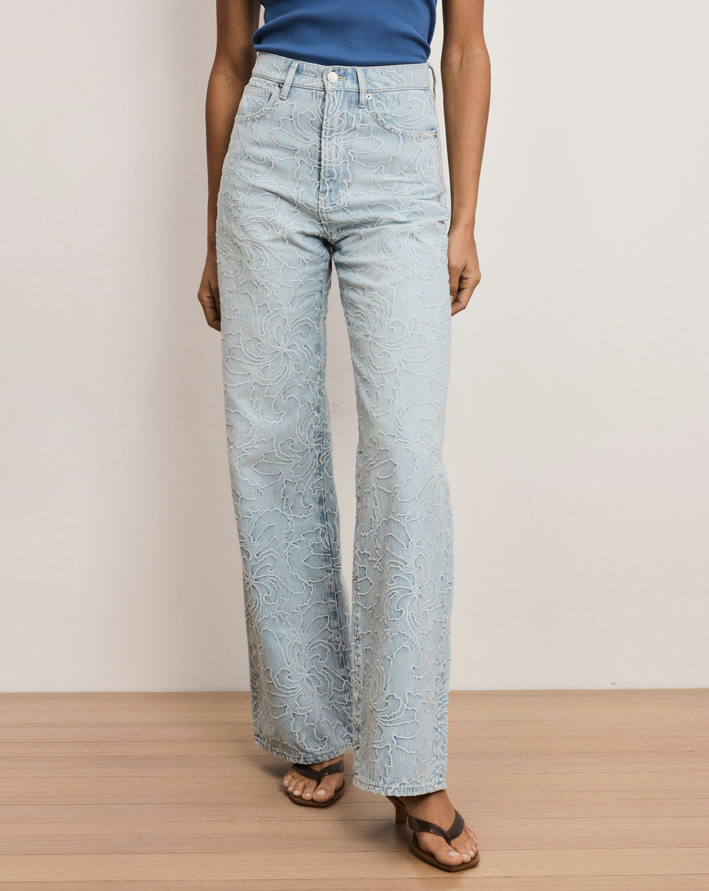 Taylor Embroidered Wide-Leg Jean