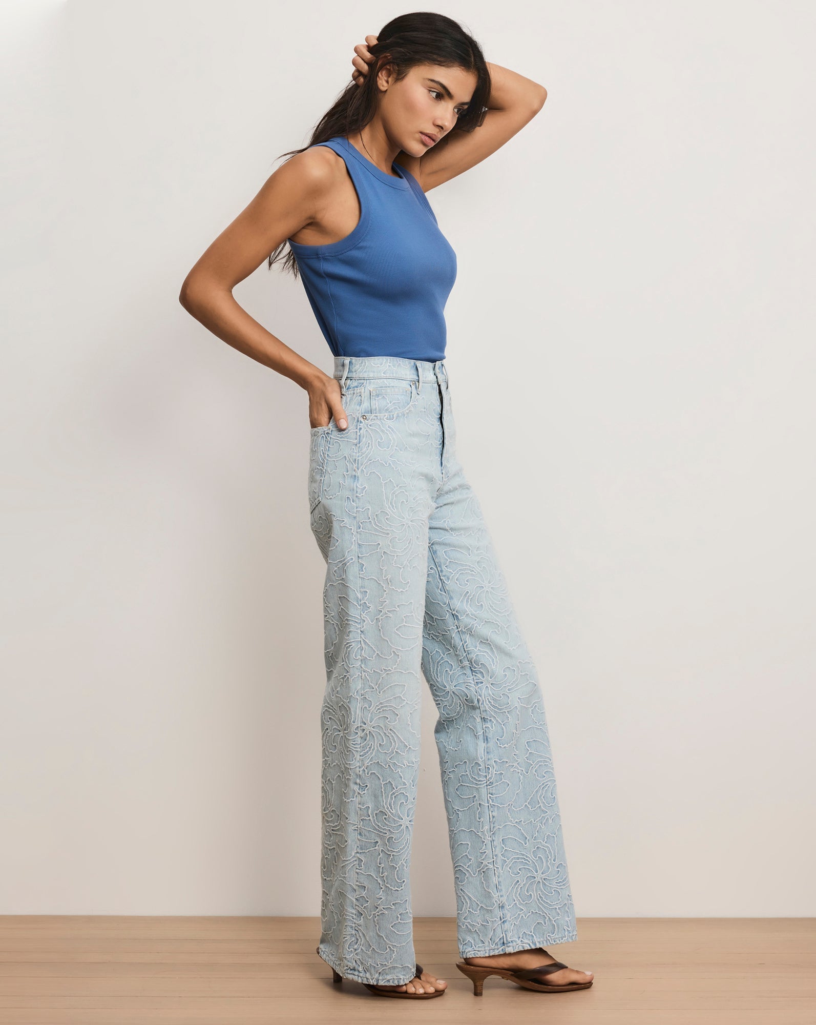Taylor Embroidered Wide-Leg Jean