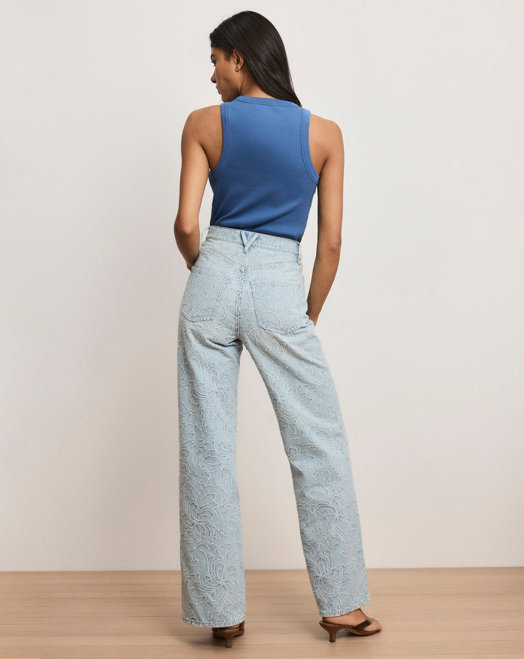 Taylor Embroidered Wide-Leg Jean