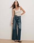 Taylor Crossover-Waistband Wide-Leg Jean