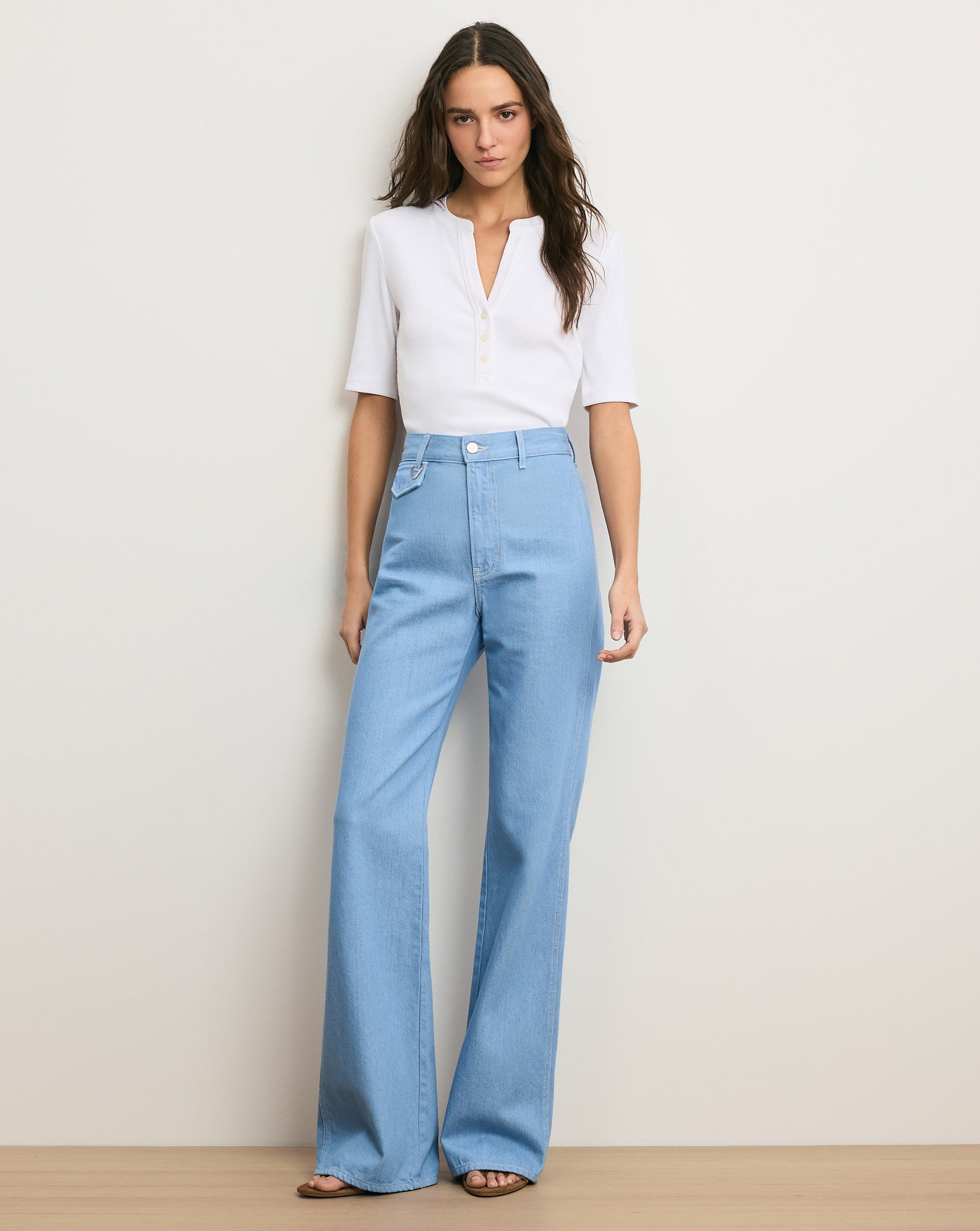 Crosbie Flap-Pocket Slim Wide-Leg Jean