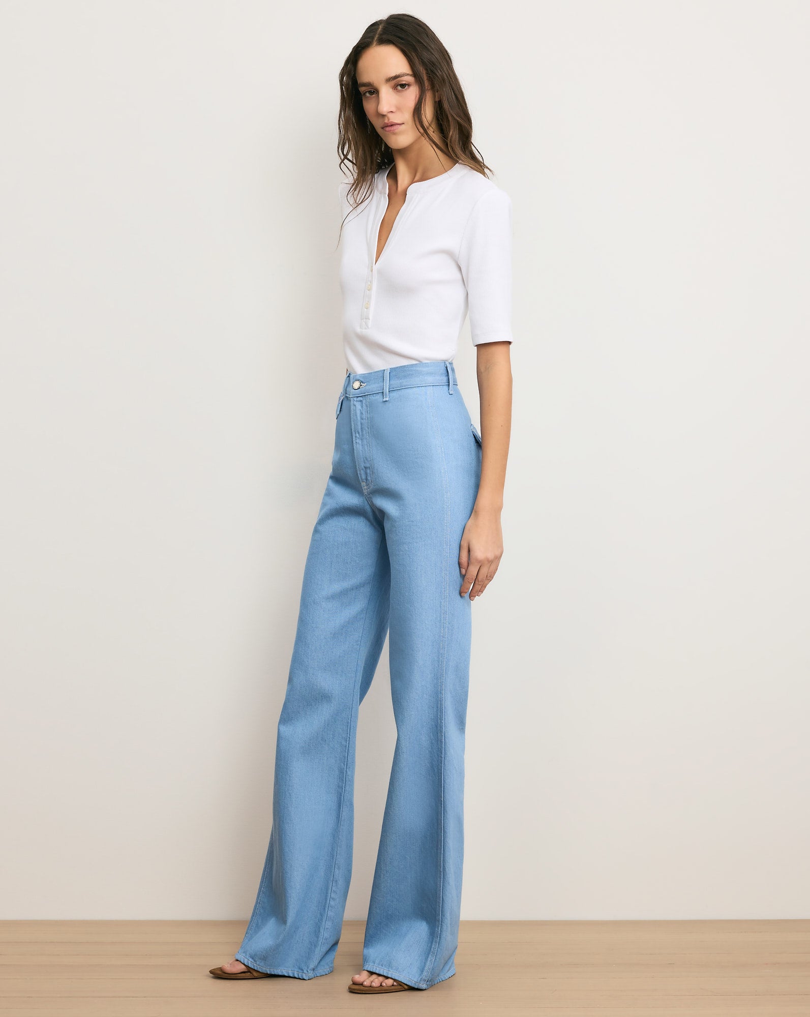Crosbie Flap-Pocket Slim Wide-Leg Jean