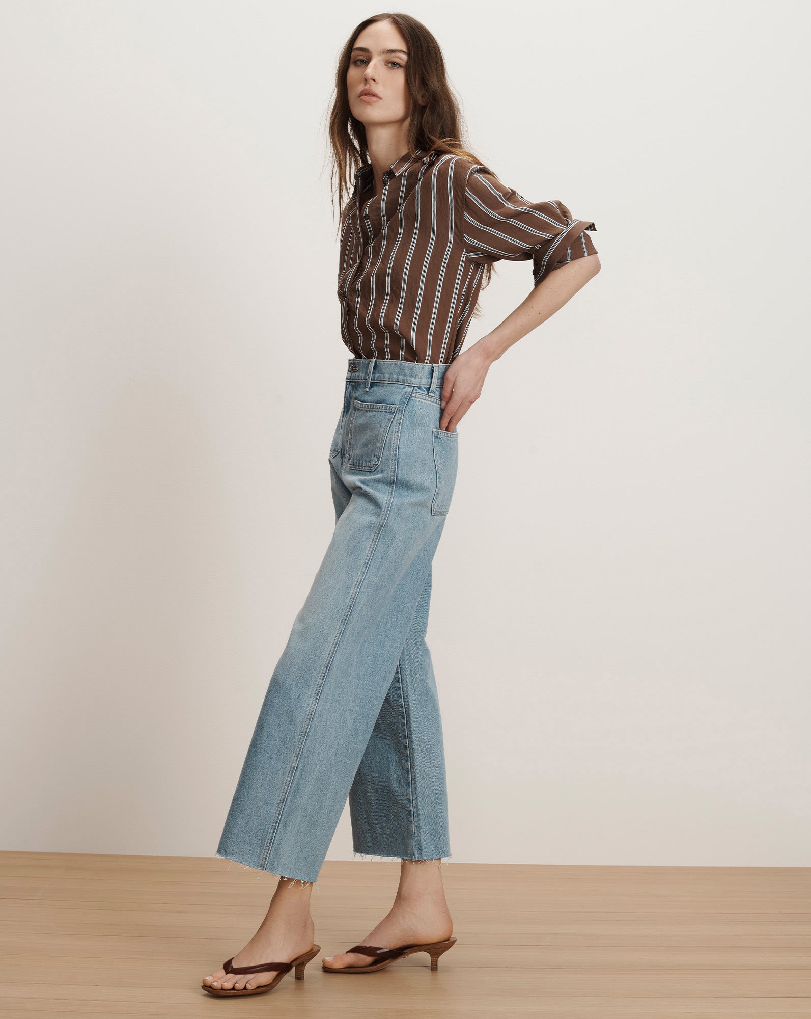 Taylor Cropped Patch-Pocket Wide-Leg Jean