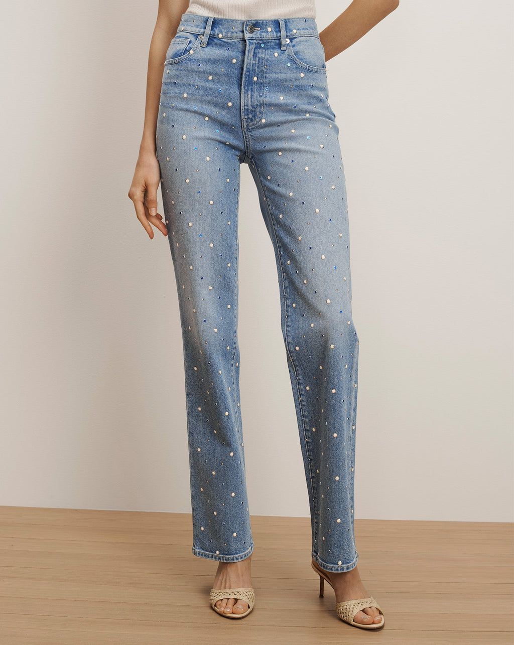 Dylan Embellished Straight-Leg Jean