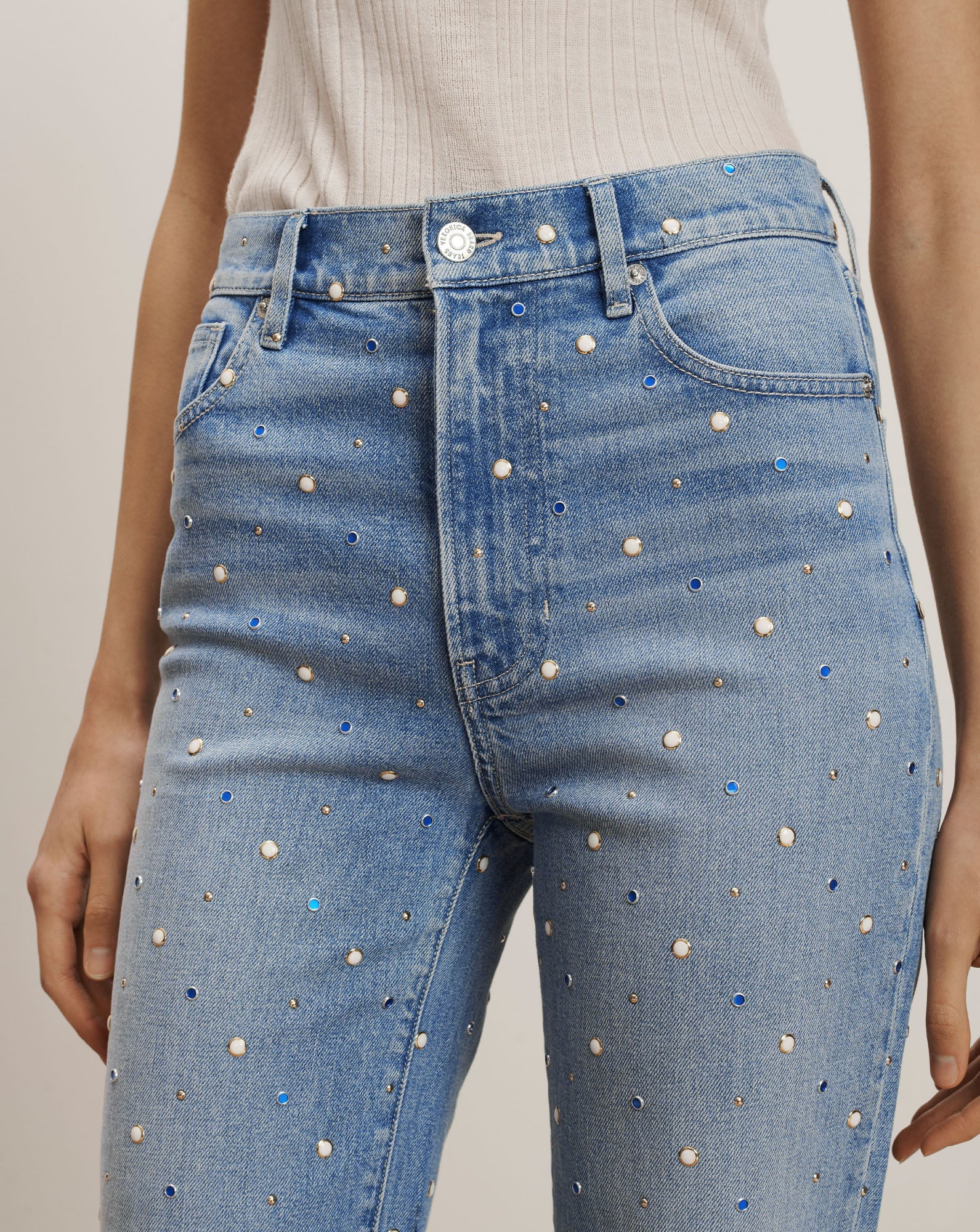 Dylan Embellished Straight-Leg Jean