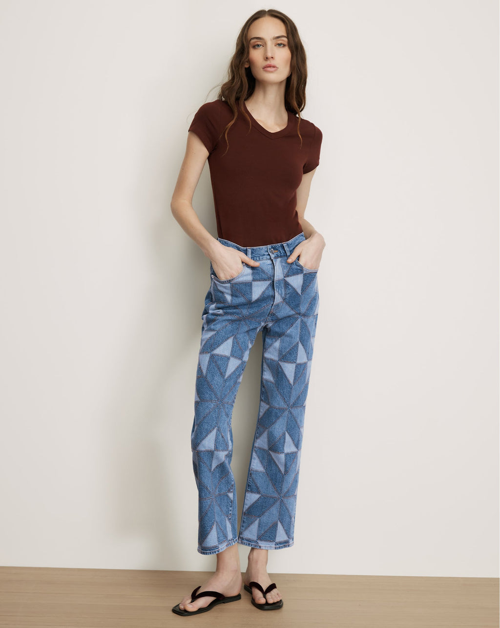 Dylan Quilt-Print Straight-Leg Jean