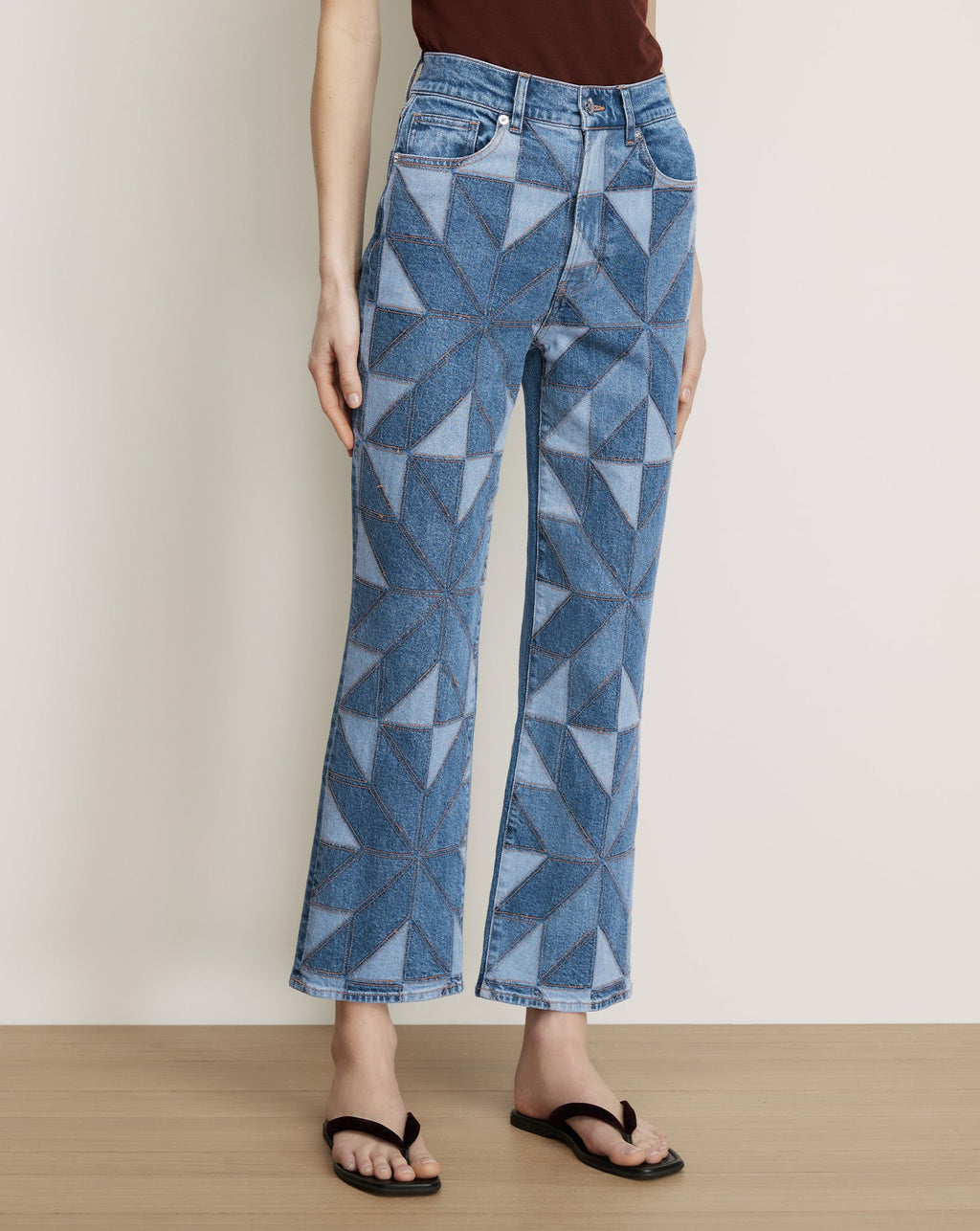 Dylan Quilt-Print Straight-Leg Jean
