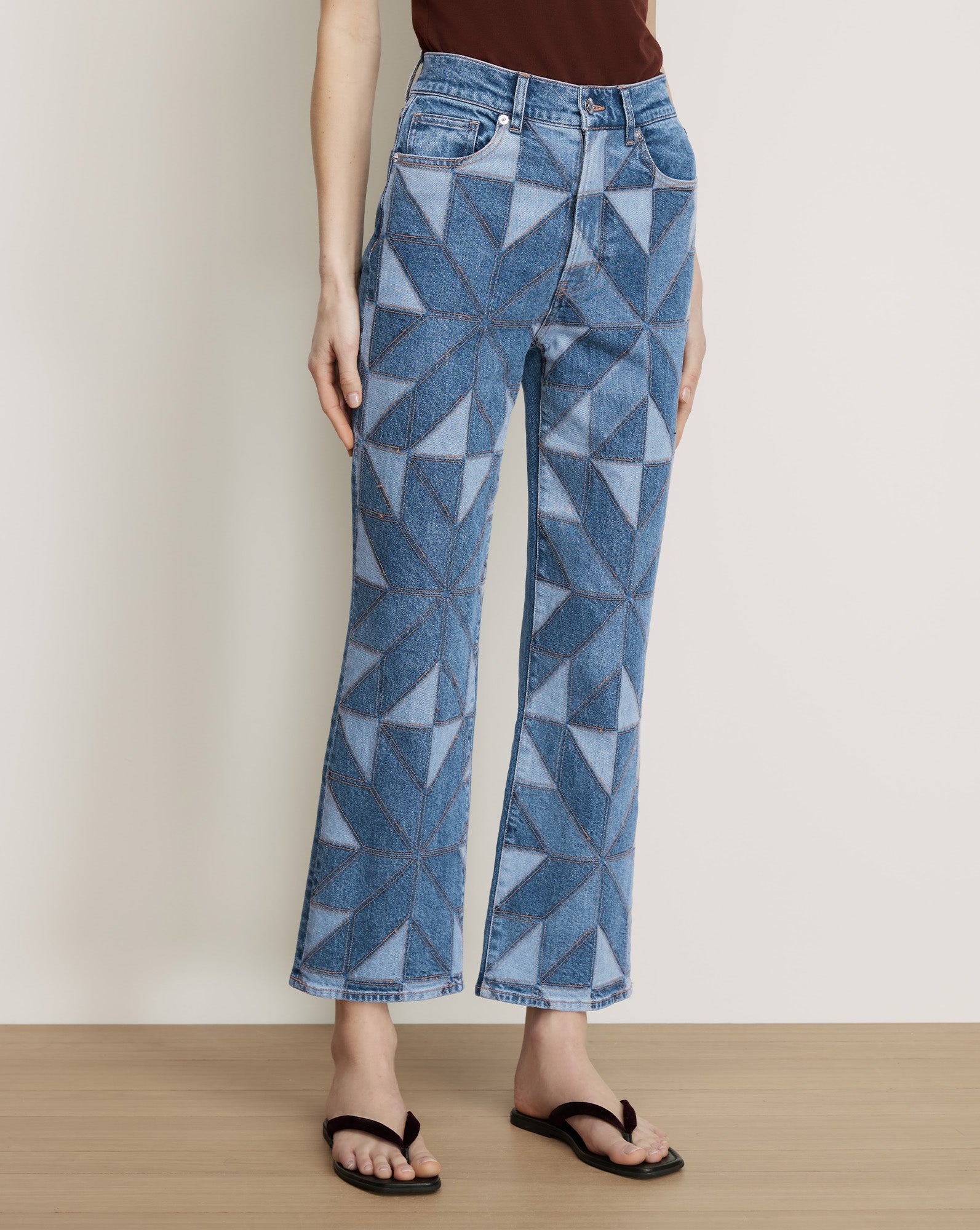 Dylan Quilt-Print Straight-Leg Jean