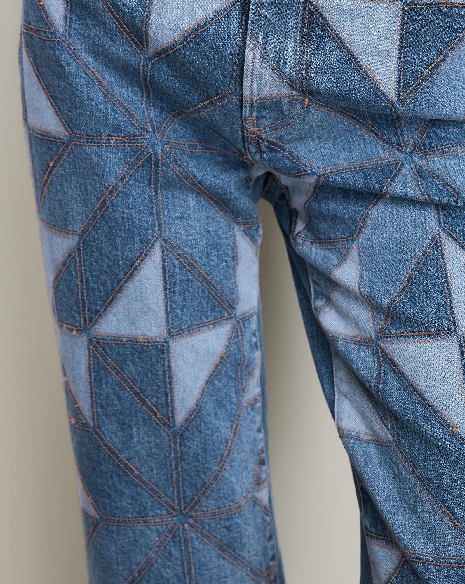 Dylan Quilt-Print Straight-Leg Jean