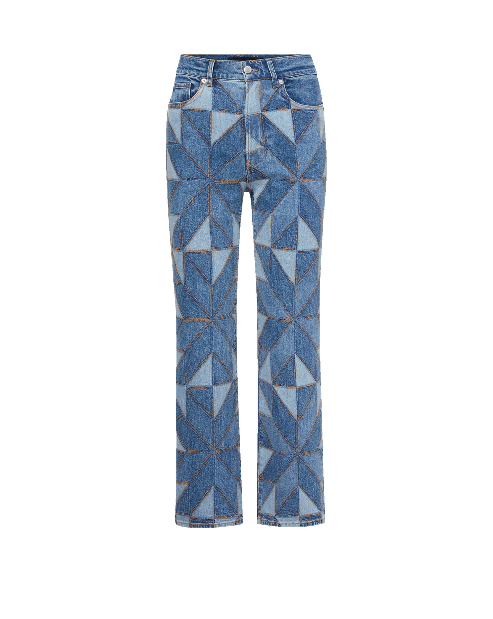 Dylan Quilt-Print Straight-Leg Jean