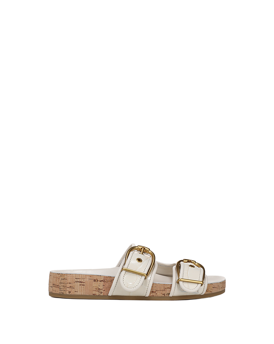 Prue Croc-Embossed Buckle Sandal