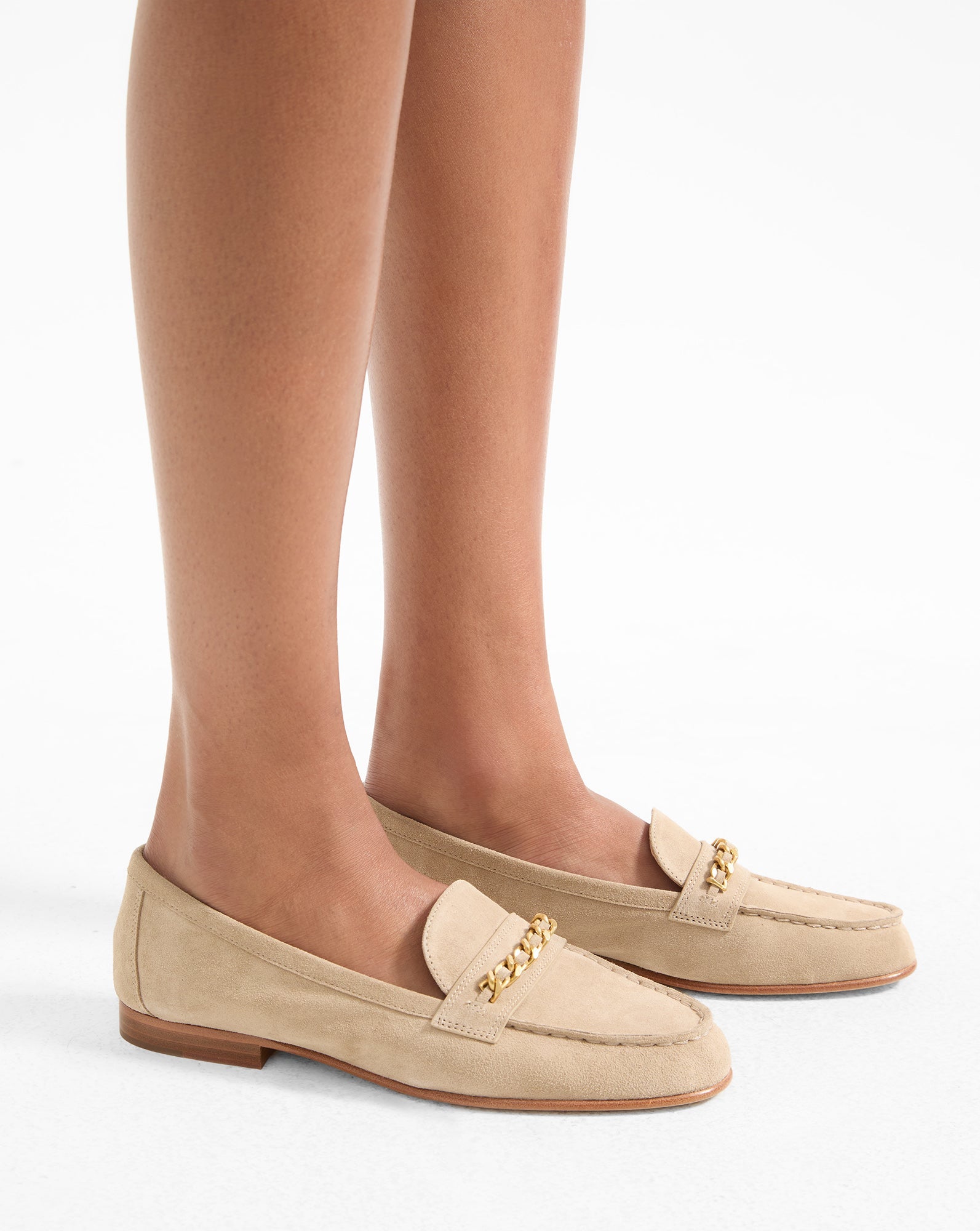 Penny Suede Chain-Link Loafer