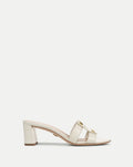 Via Croc-Embossed Mid-Heel Sandal