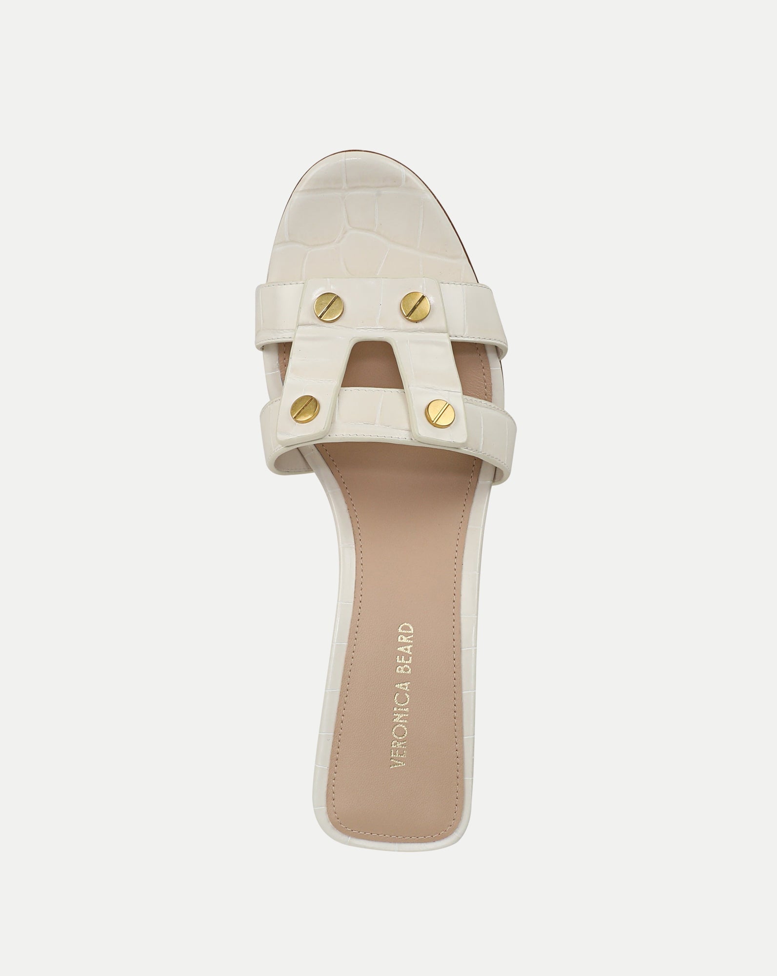 Via Croc-Embossed Mid-Heel Sandal