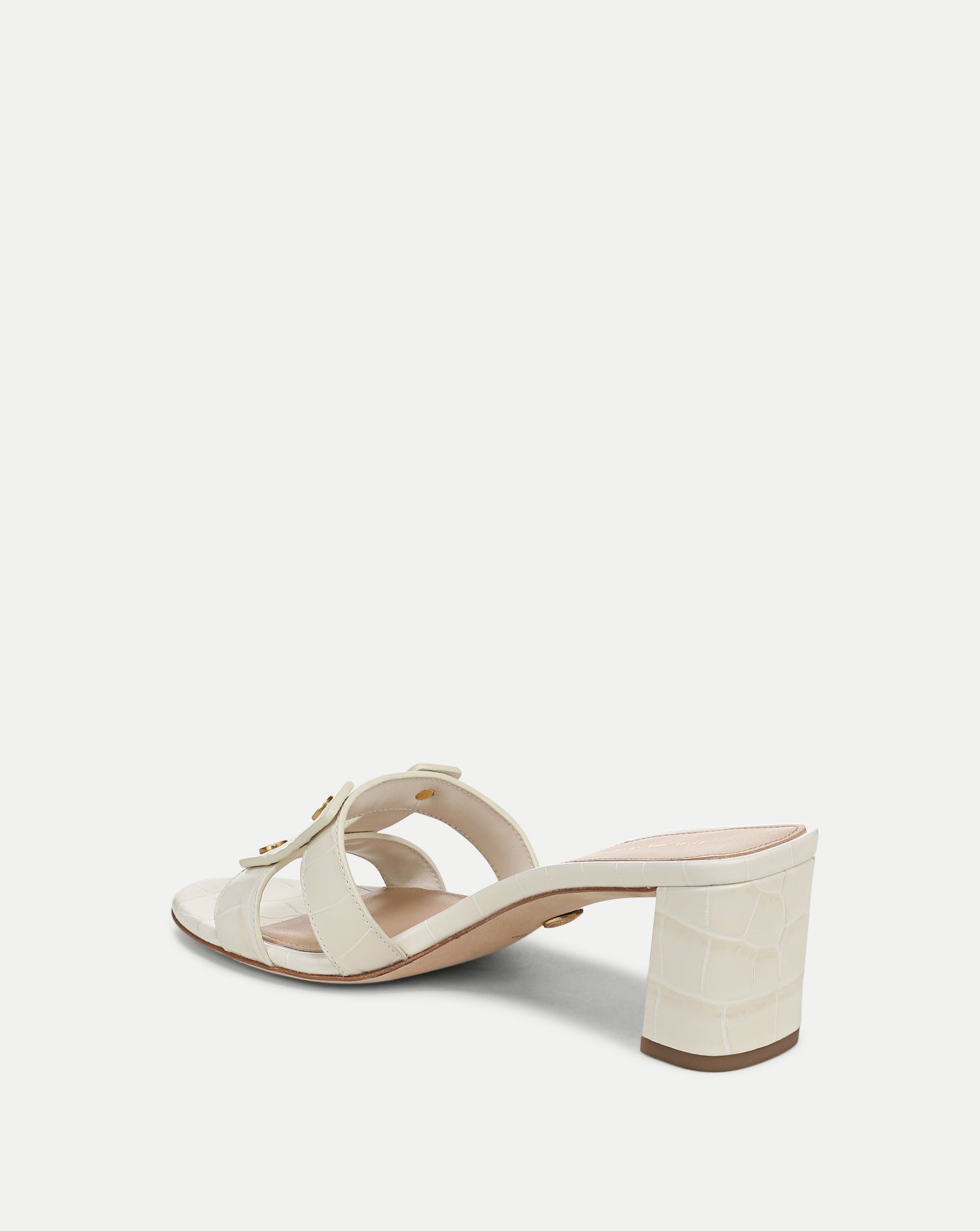 Via Croc-Embossed Mid-Heel Sandal