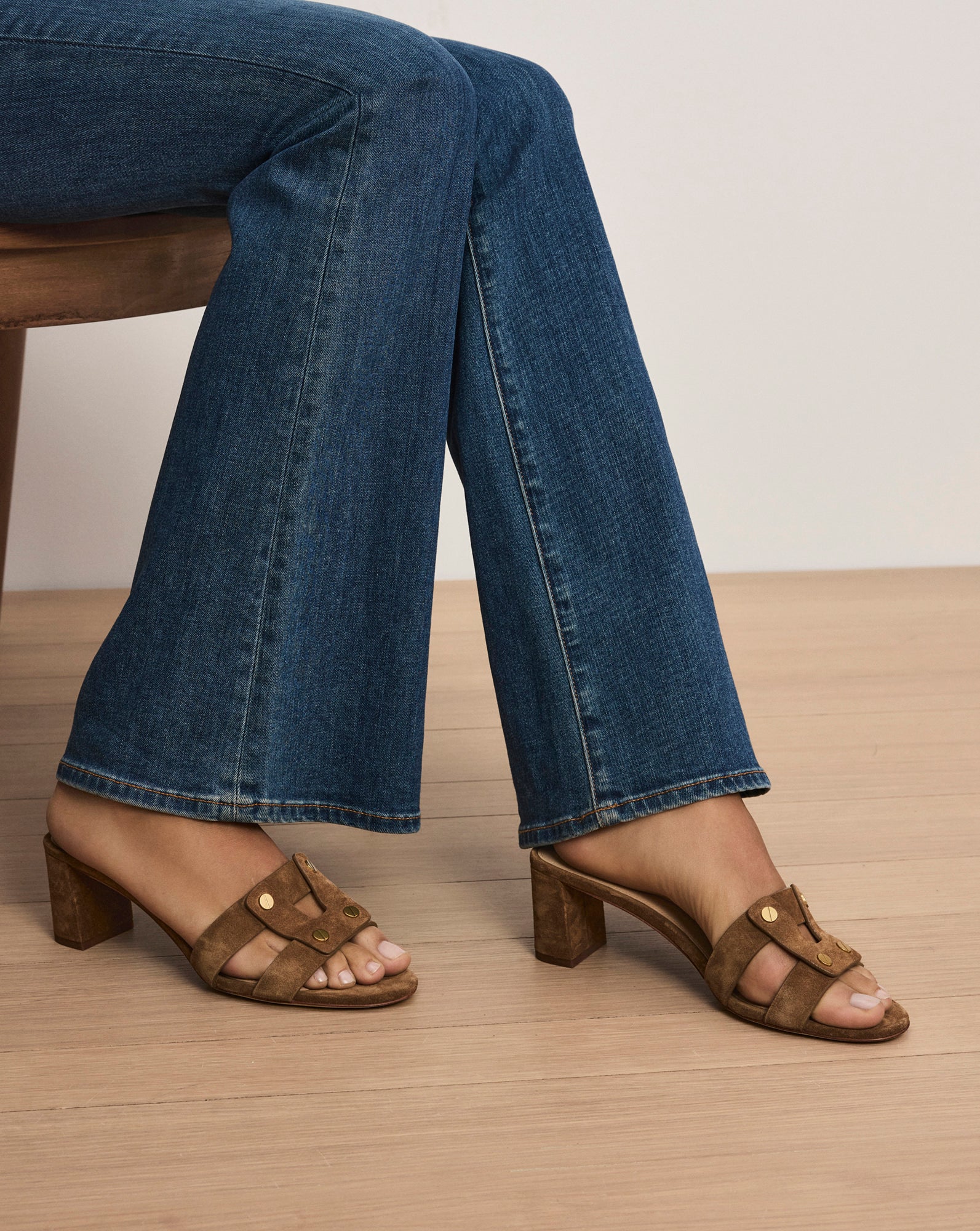 Via Suede Mid-Heel Sandal