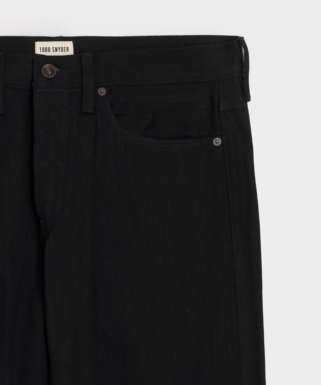 Relaxed Rigid Selvedge Pleated Jean in Black